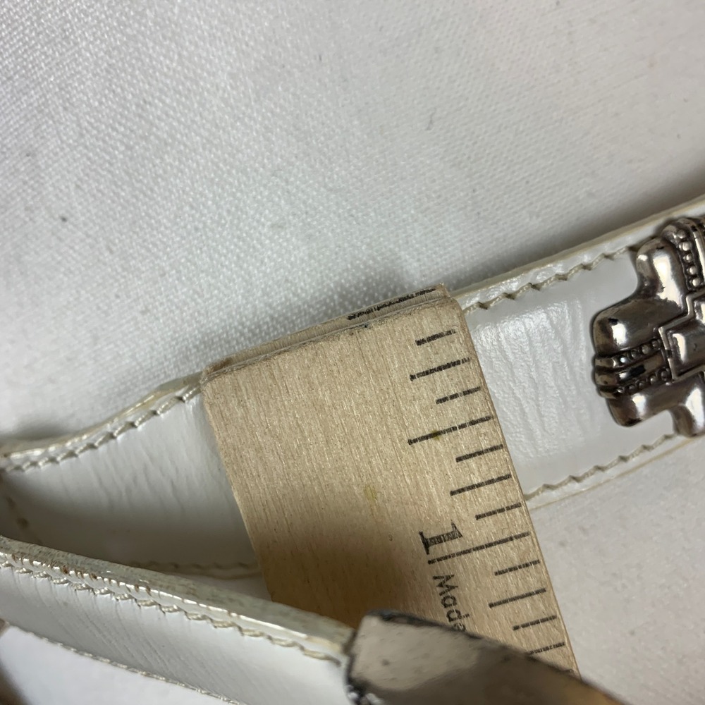 Fossil Belt Women Medium White Vintage Western Cross Concho Leather Cowgirl - Picture 6 of 12